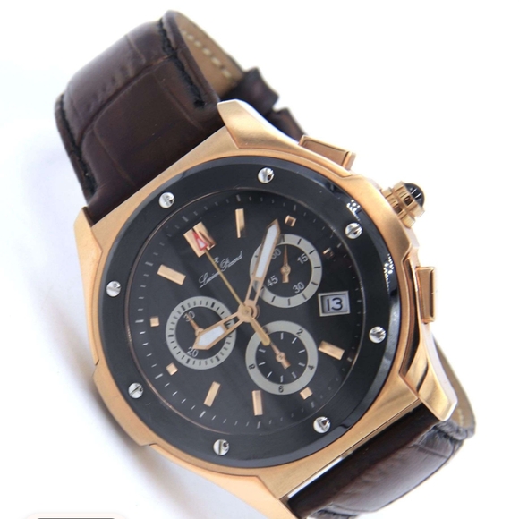 Lucien Picard Men's Black Dial Chronograph Watch 26585RO
